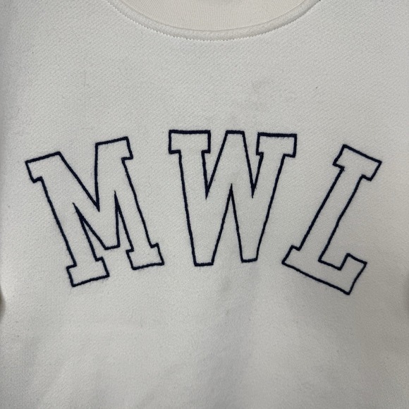 Madewell MWL Betterterry Embroidered Crop Sweatshirt Beige Off-white Womens XXS - Picture 3 of 7